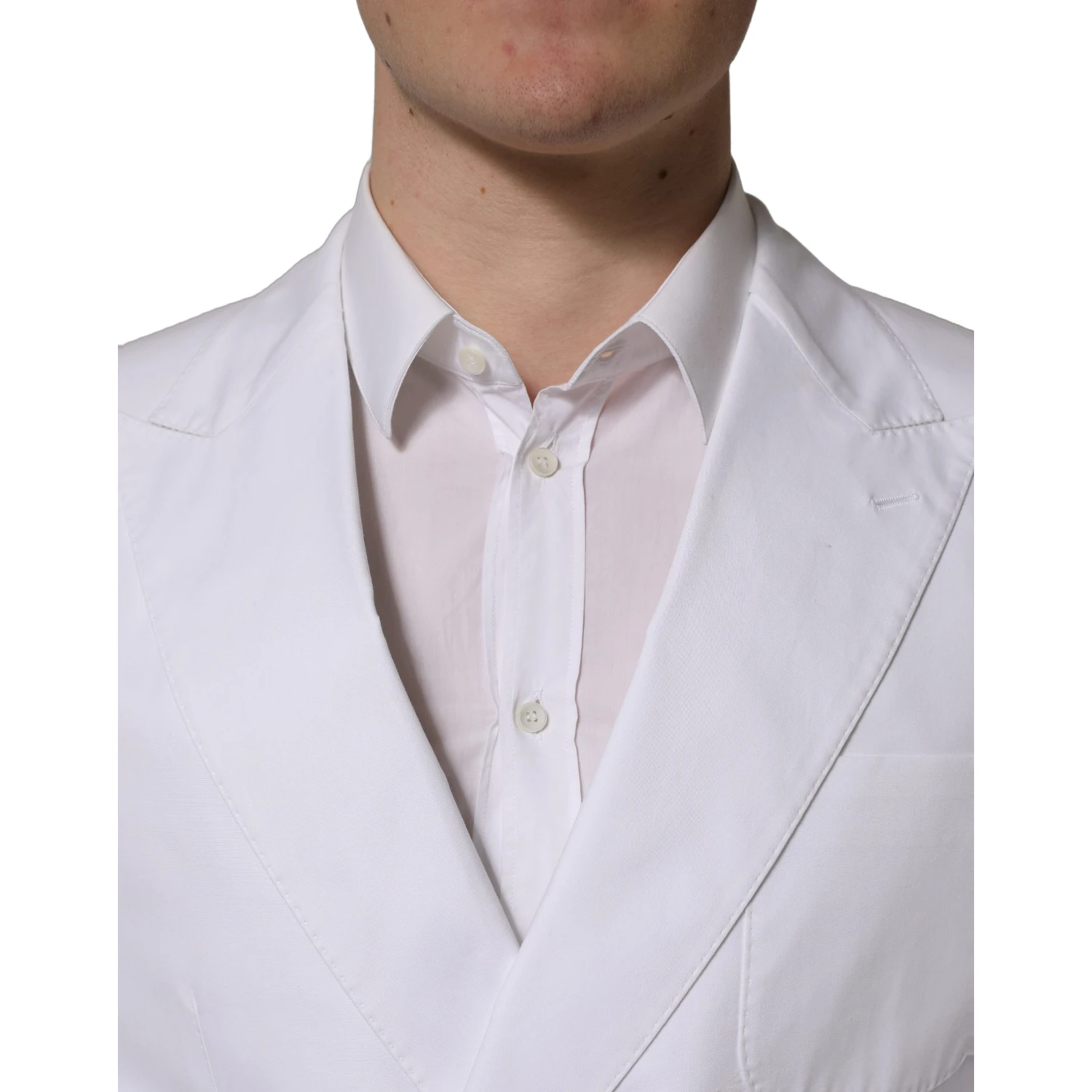 White Cotton Double Breasted Blazer Jacket