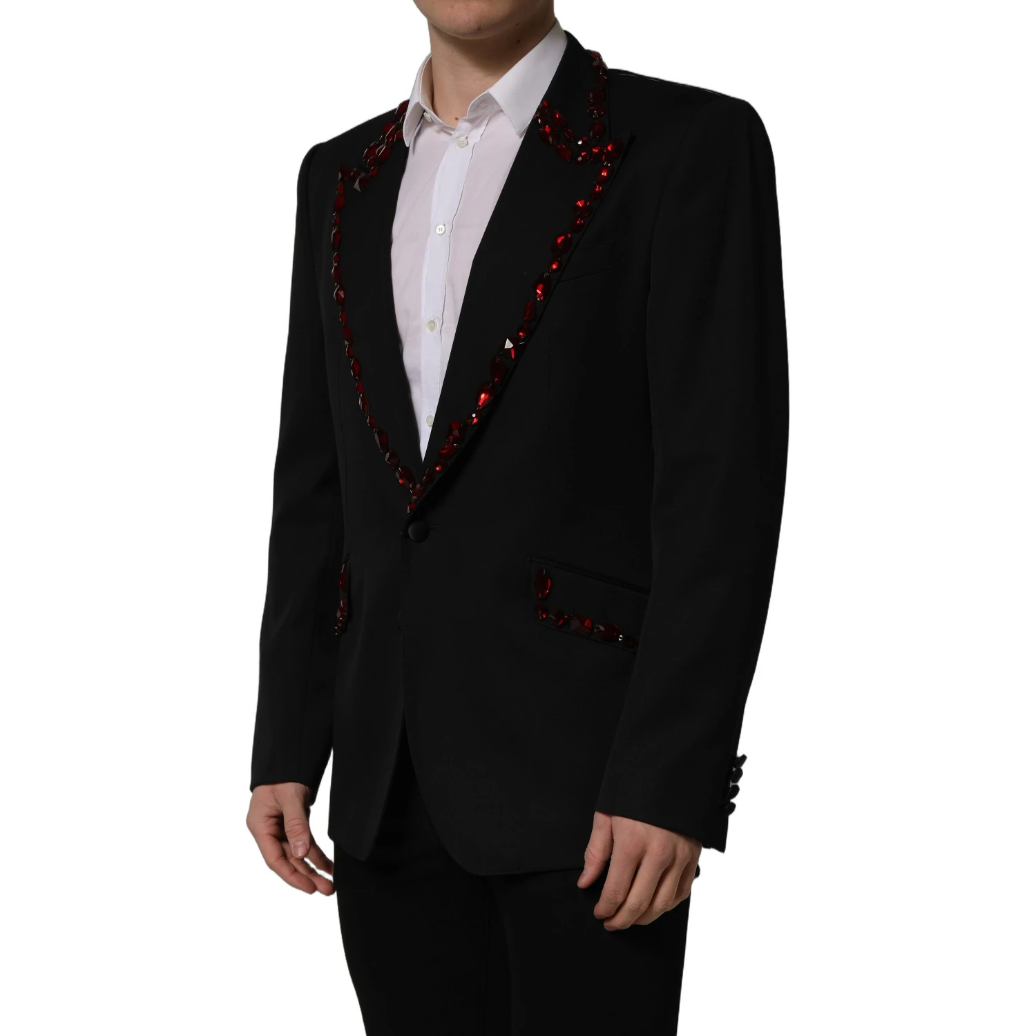 Black Crystal Embellished Coat Blazer Jacket