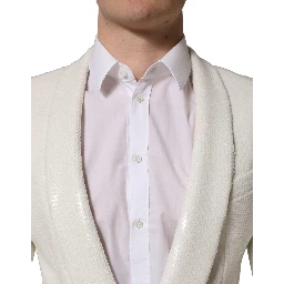 White Viscose Single Breasted Blazer Jacket
