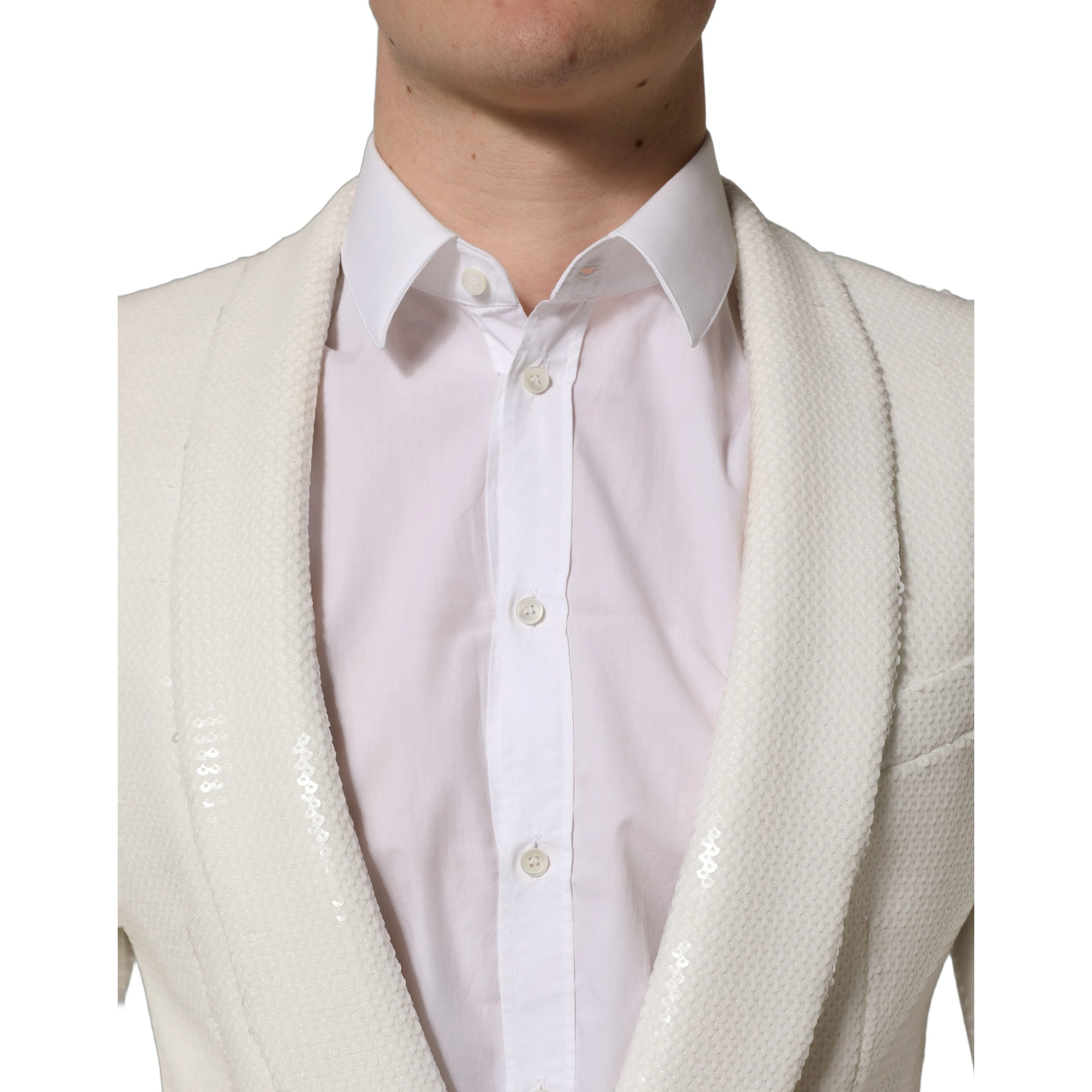 White Viscose Single Breasted Blazer Jacket