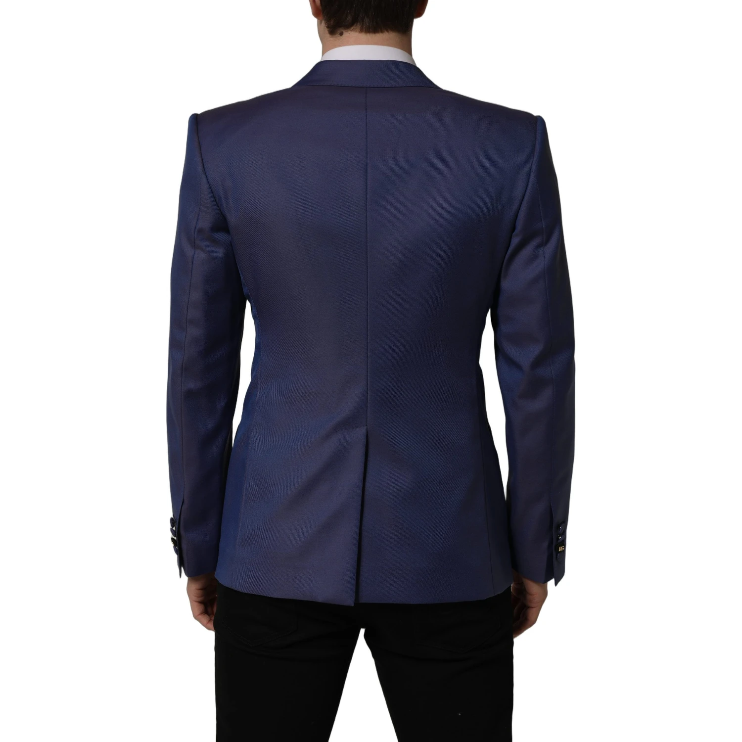 Blue Wool Double Breasted Men Blazer Jacket