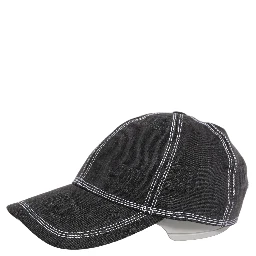 Men Black Cotton 6 Panel Baseball Capello Hat