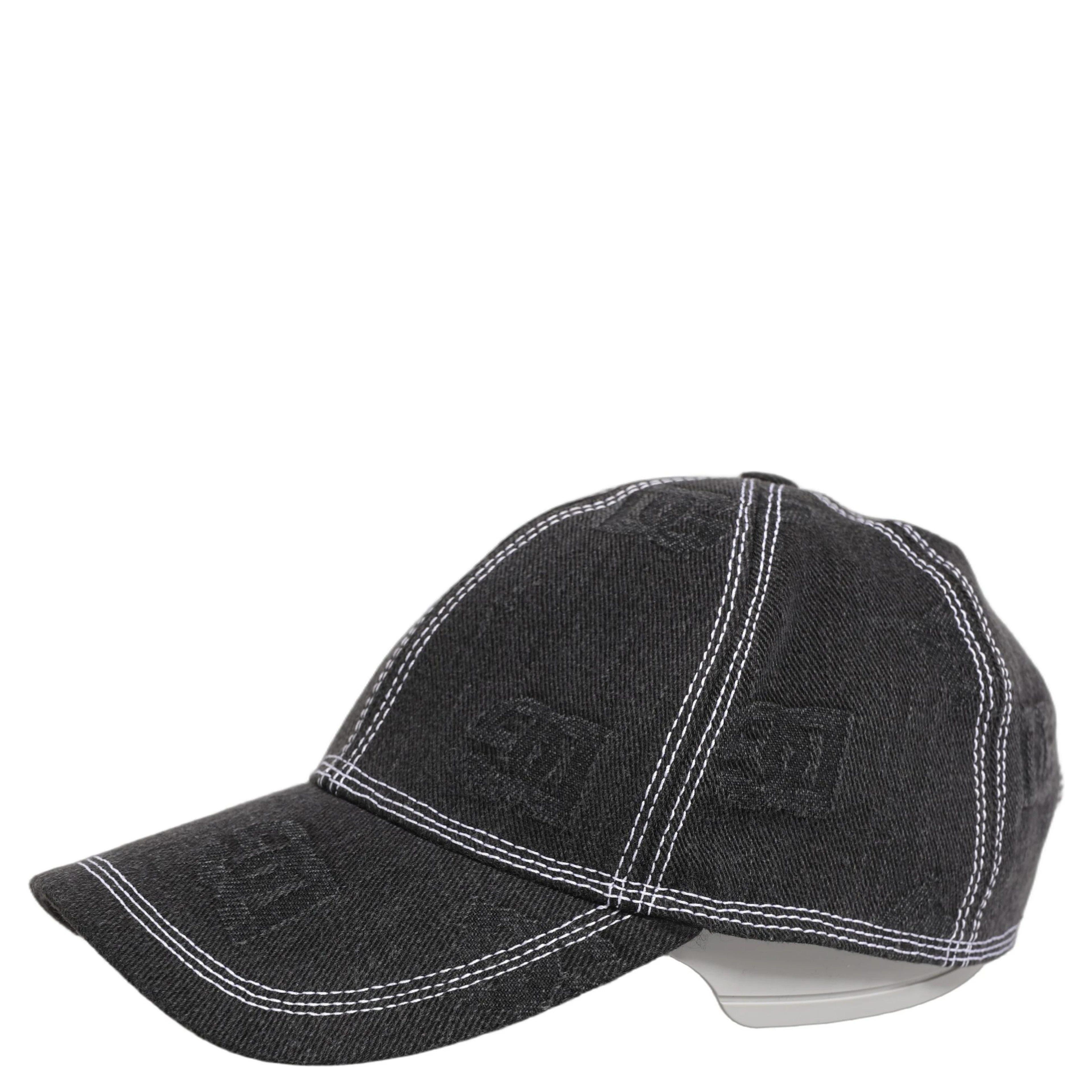 Men Black Cotton 6 Panel Baseball Capello Hat
