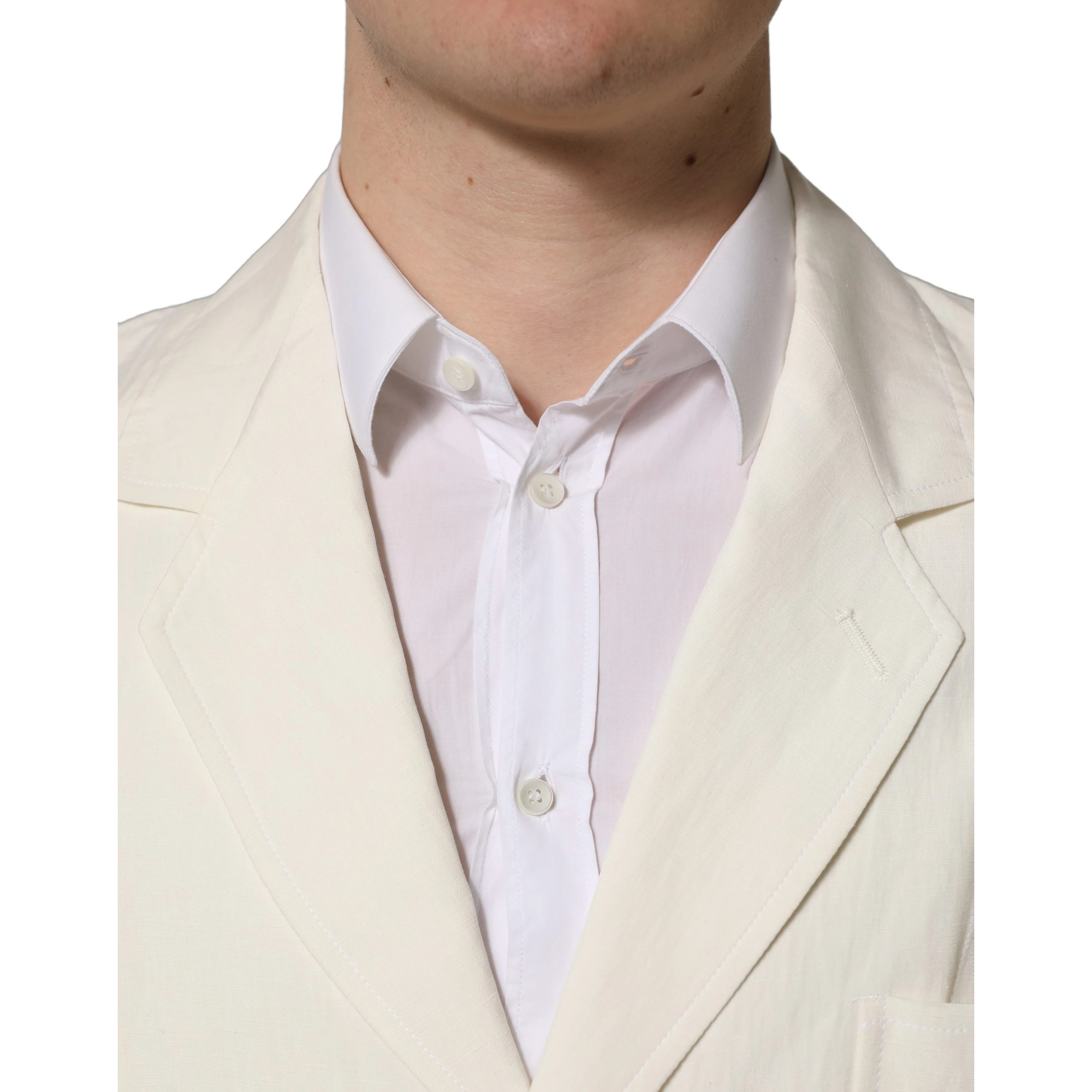 Off White Flax Single Breasted Blazer Jacket