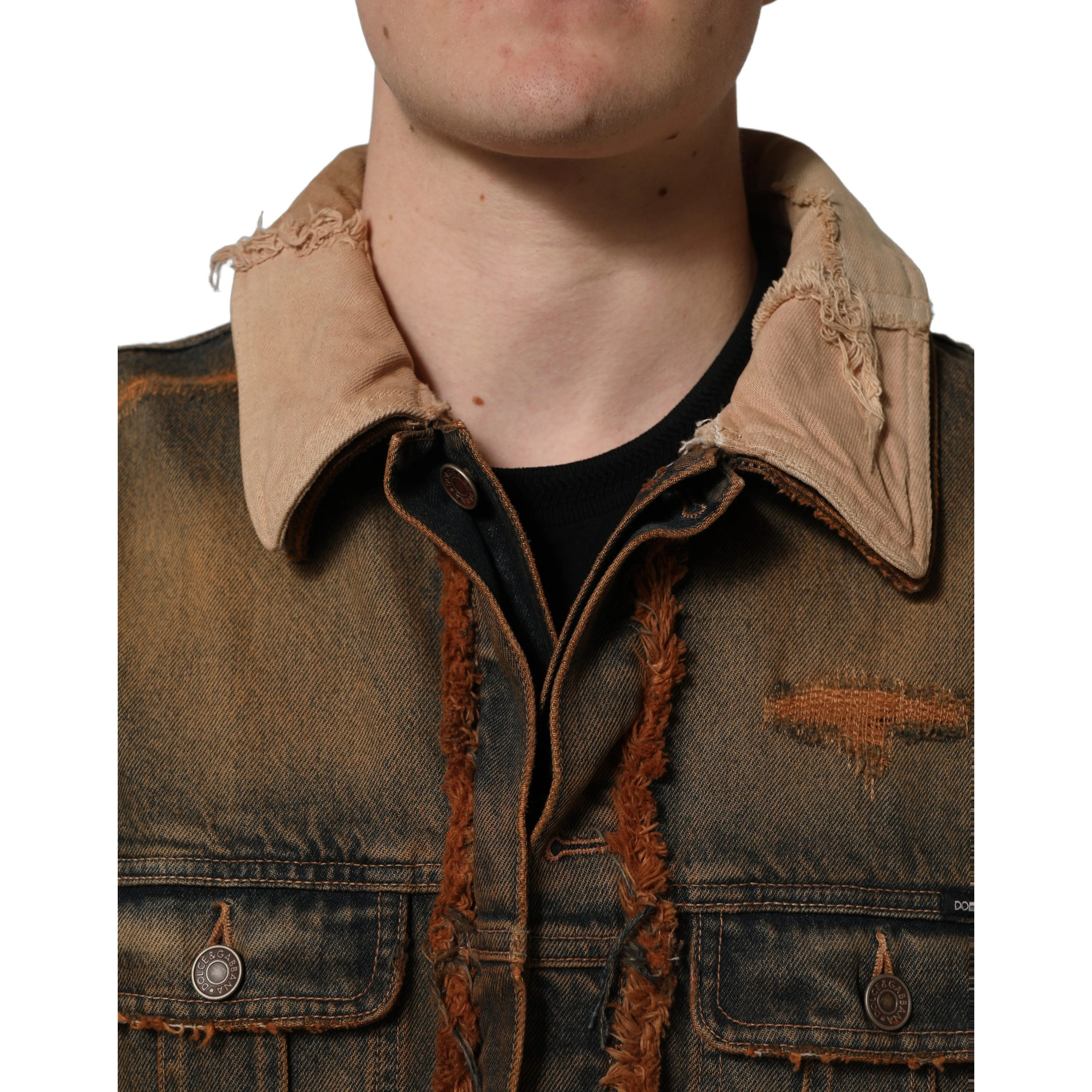Multicolor Raw Cut Panelled Denim Men Jacket