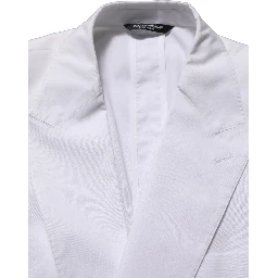 White Cotton Double Breasted Blazer Jacket