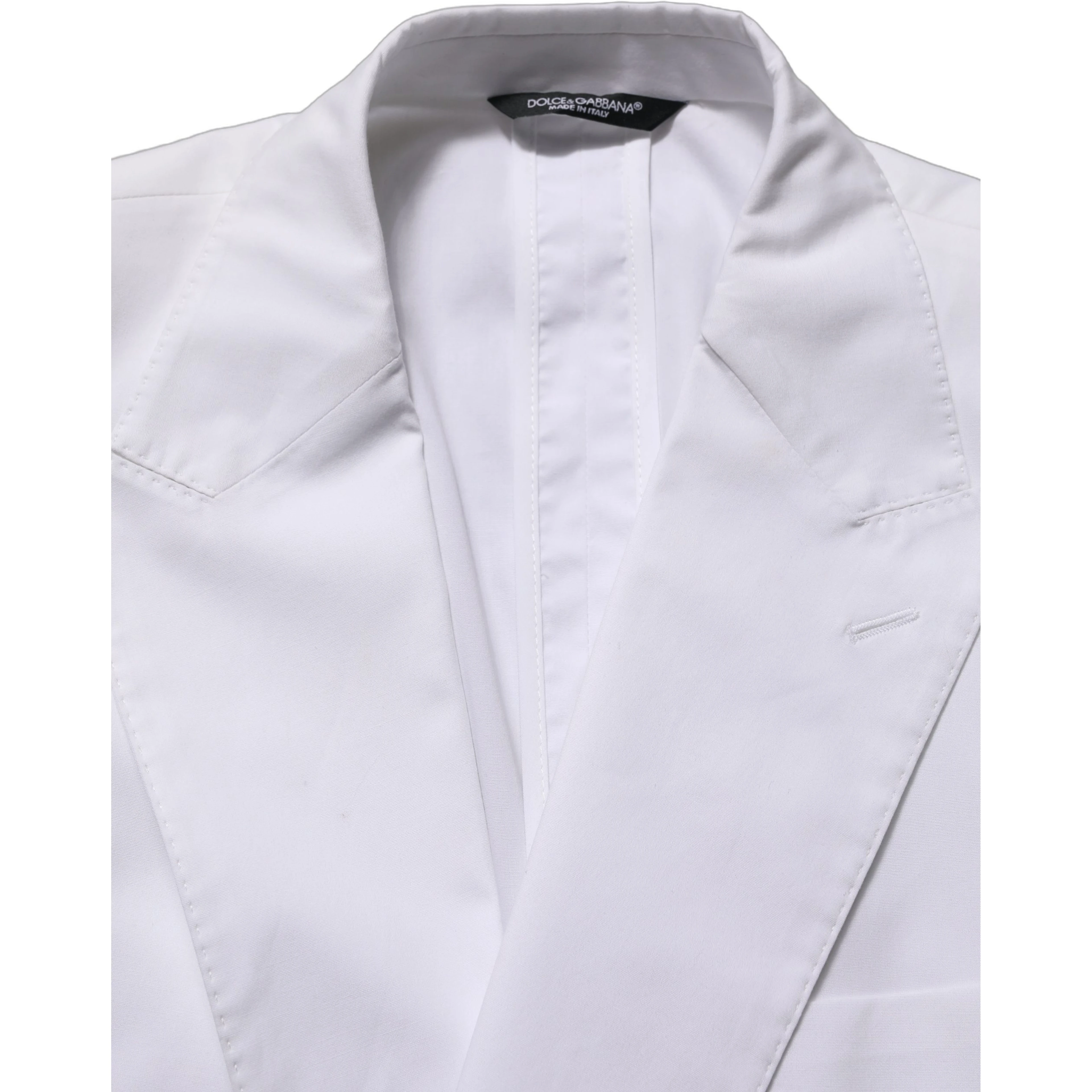 White Cotton Double Breasted Blazer Jacket