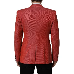 Red Wool Single Breasted Men Blazer Jacket