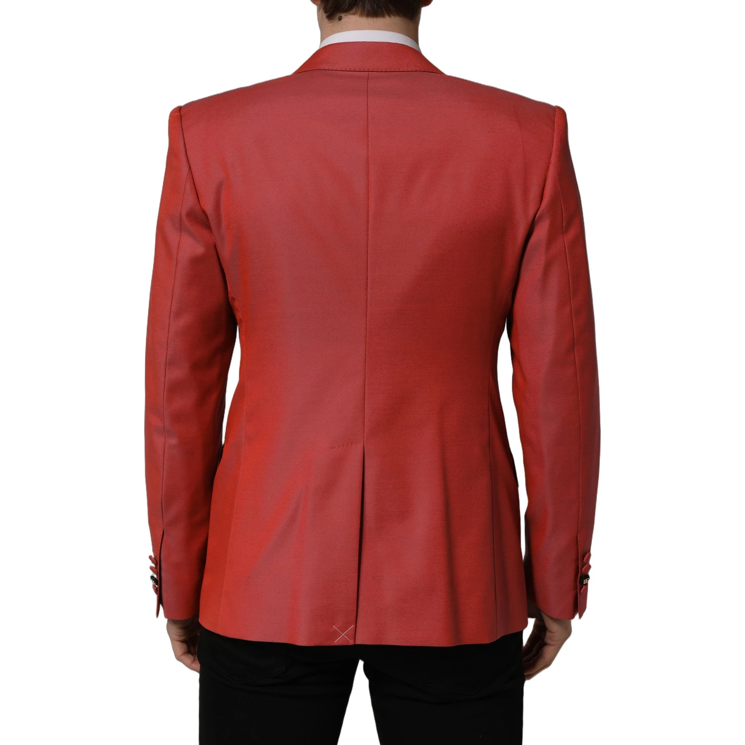 Red Wool Single Breasted Men Blazer Jacket