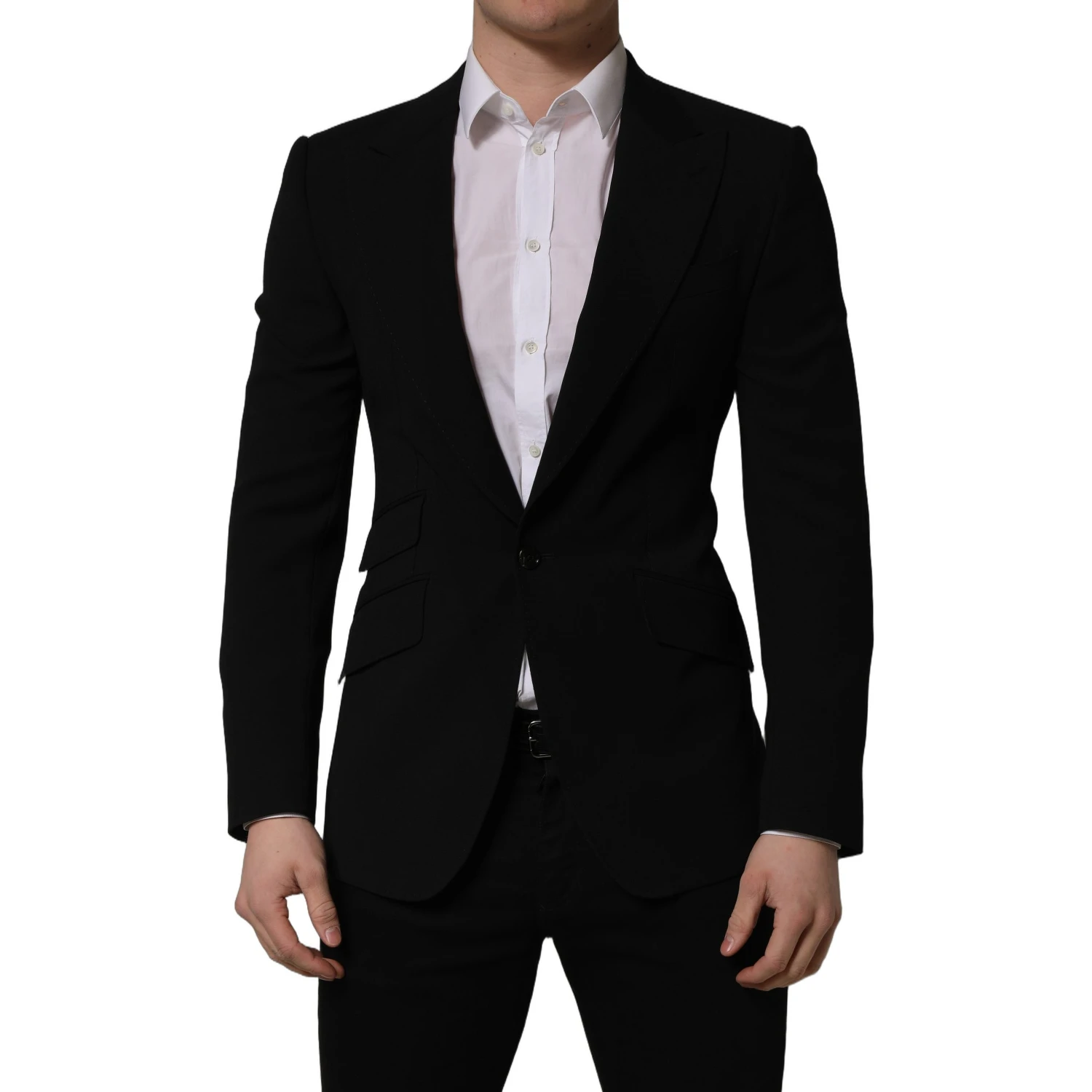 Black Wool Single Breasted Men Blazer Jacket