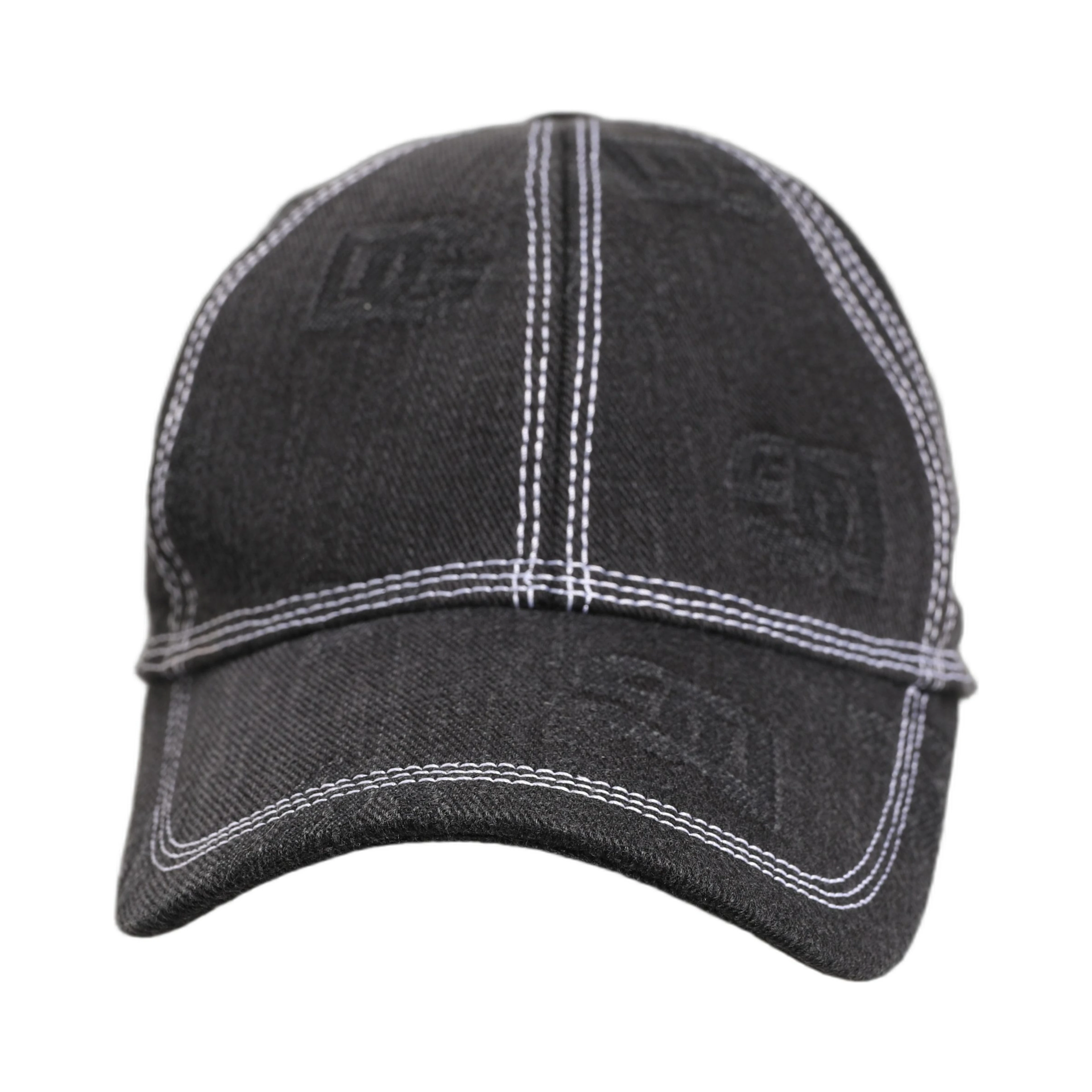 Men Black Cotton 6 Panel Baseball Capello Hat