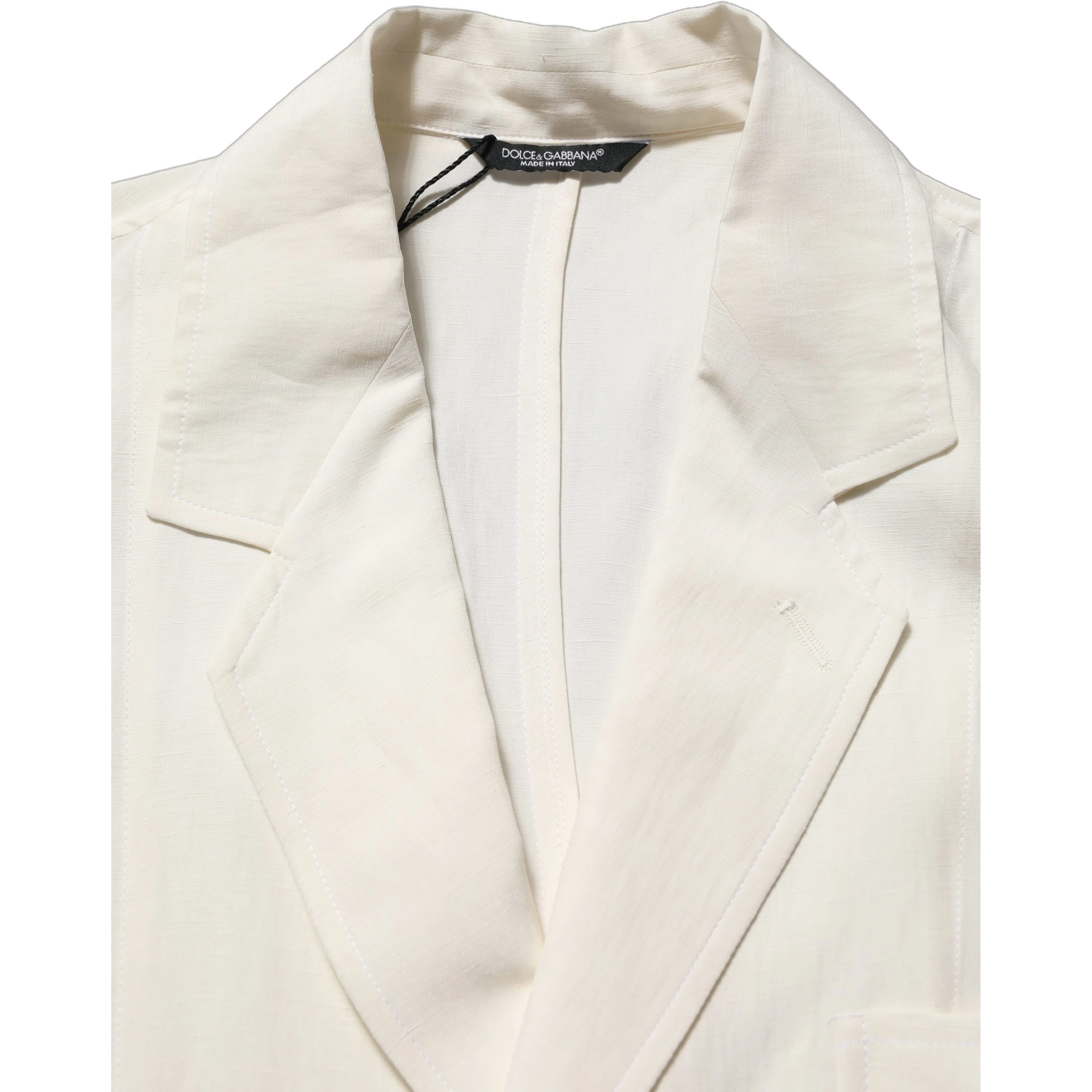 Off White Flax Single Breasted Blazer Jacket
