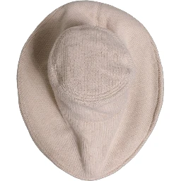 Women Beige Wool Knit Wide Brim Bucket Capello Hat