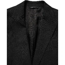 Black Polyester Single Breasted Blazer Jacket