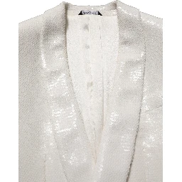 White Viscose Single Breasted Blazer Jacket