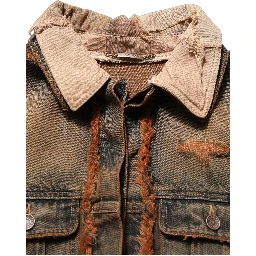 Multicolor Raw Cut Panelled Denim Men Jacket