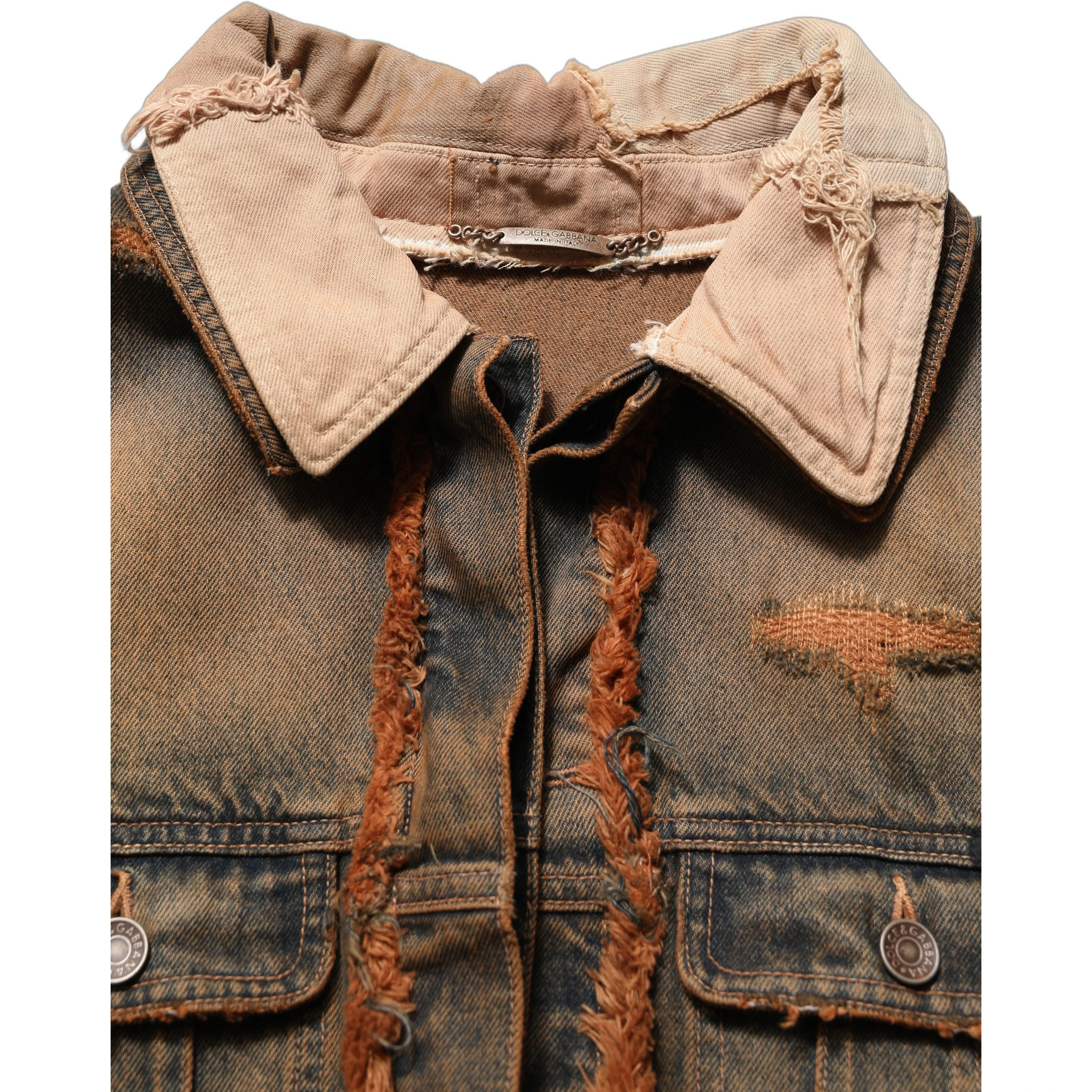 Multicolor Raw Cut Panelled Denim Men Jacket