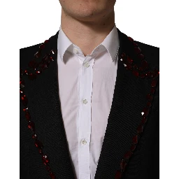 Black Crystal Embellished Coat Blazer Jacket