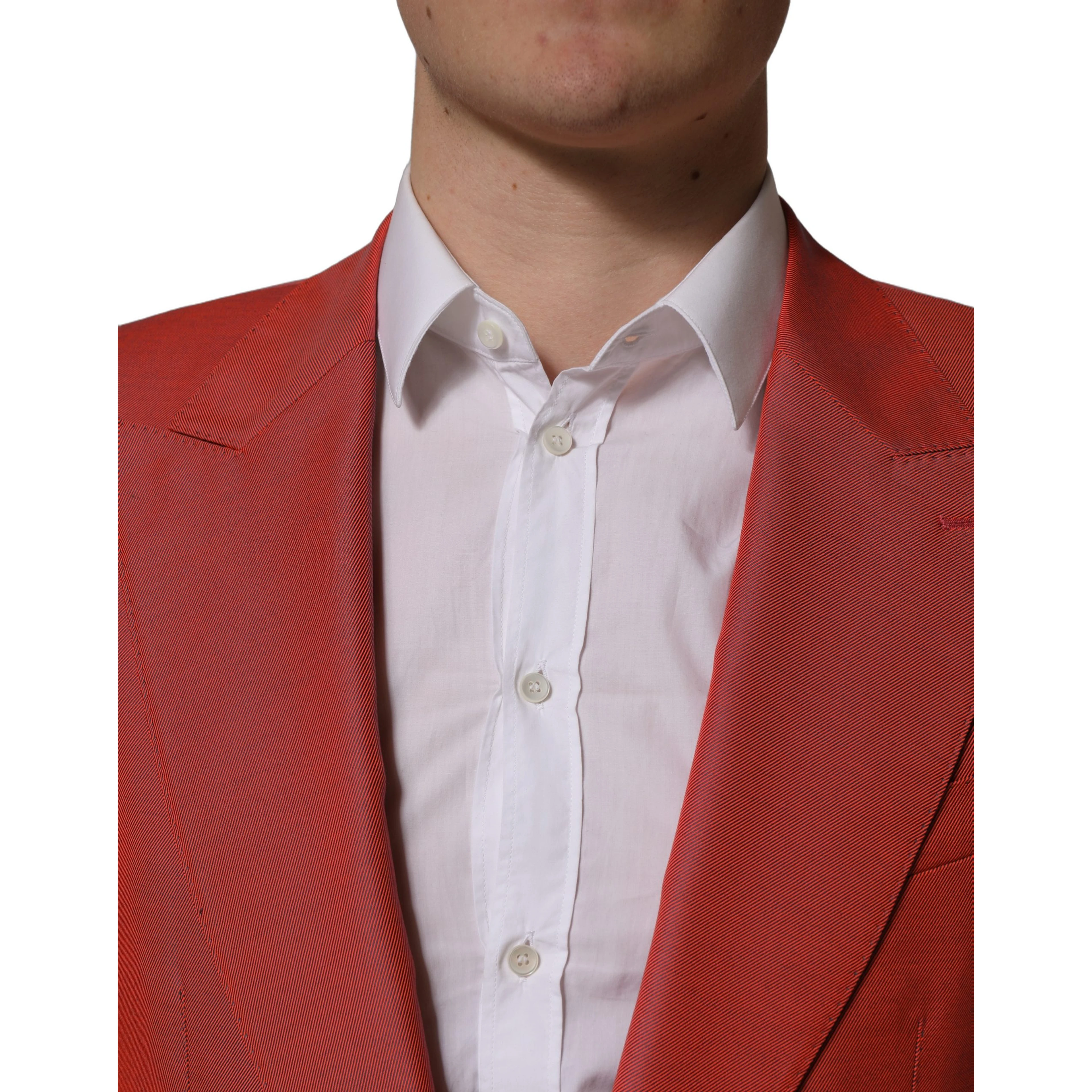 Red Wool Single Breasted Men Blazer Jacket
