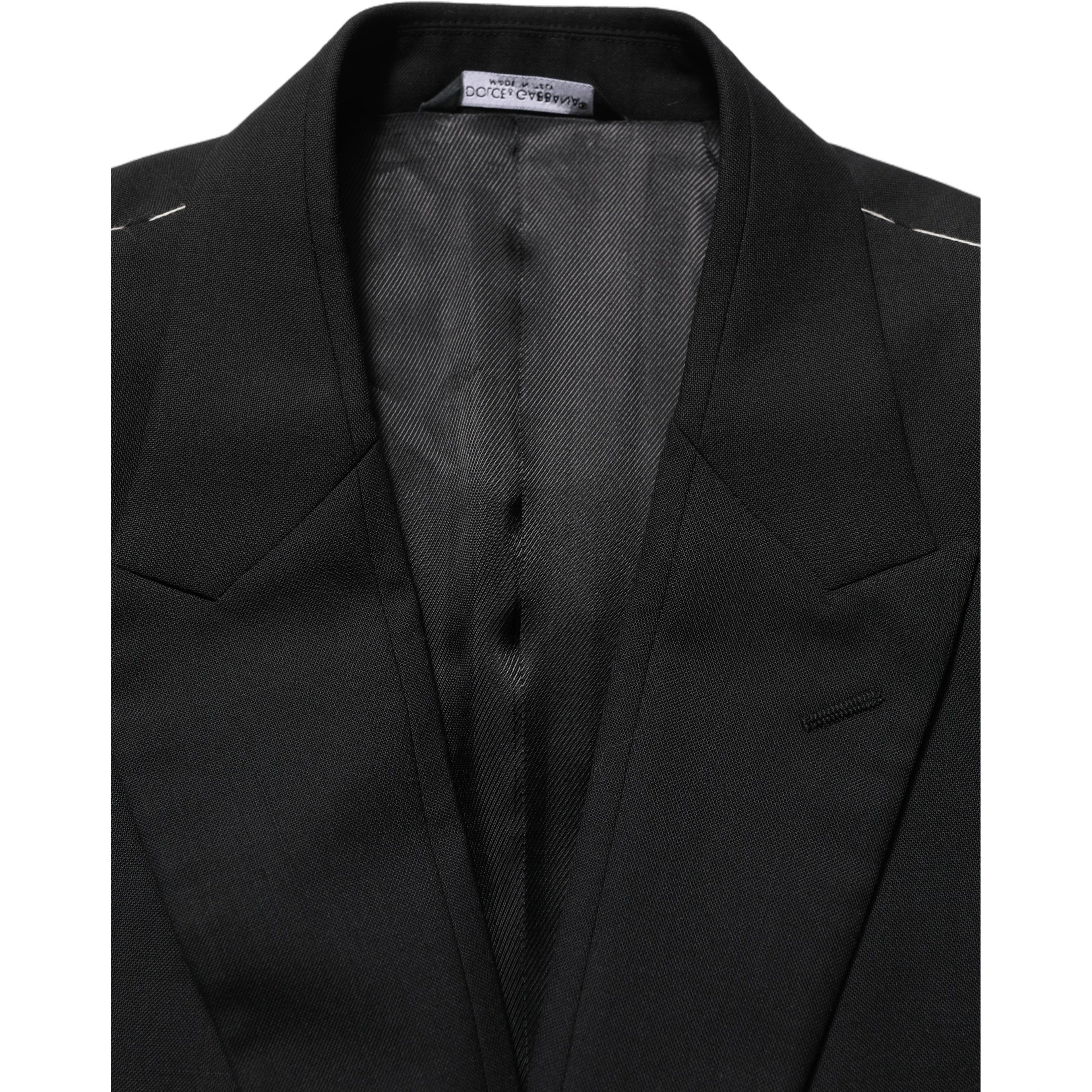Black Wool Single Breasted Blazer Jacket