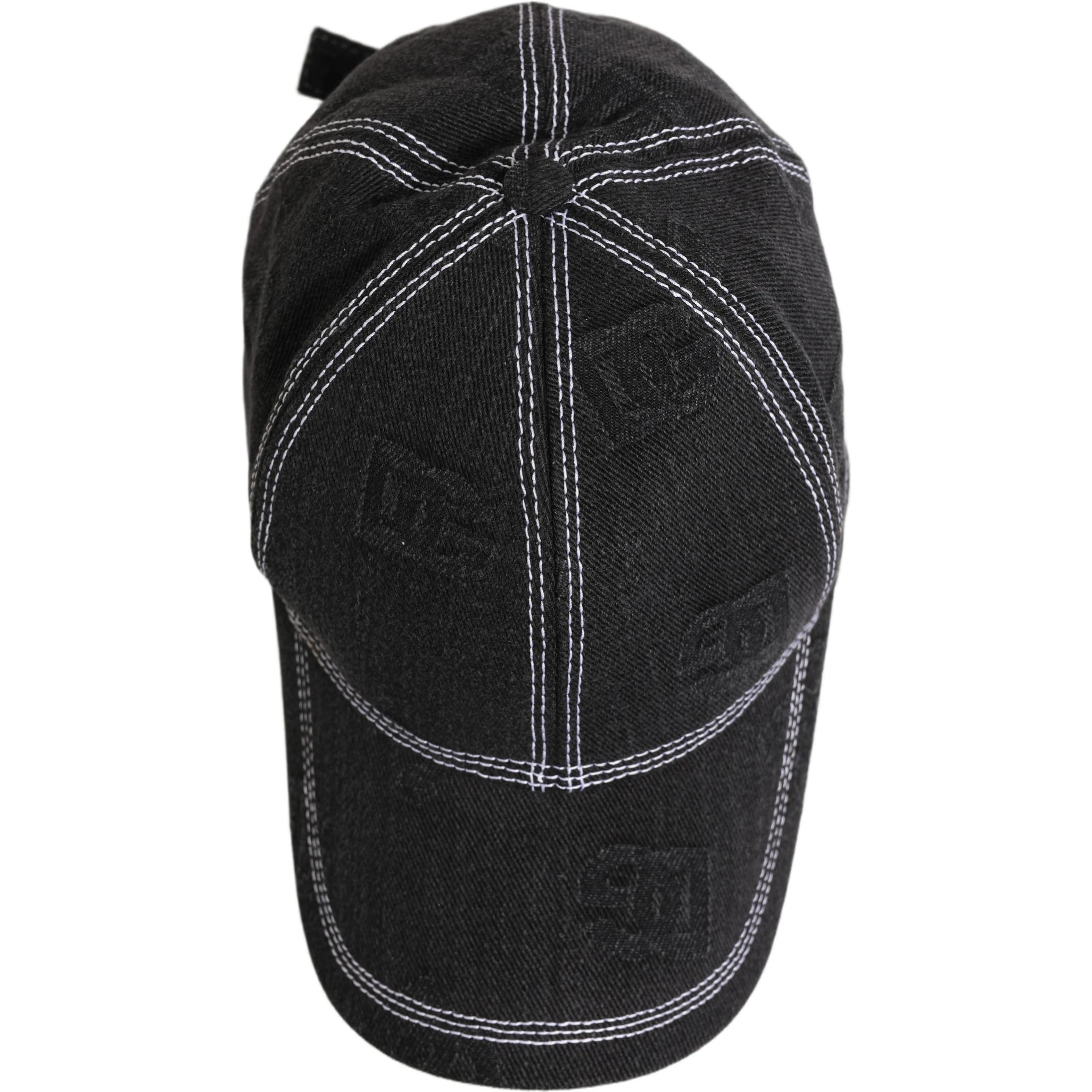 Men Black Cotton 6 Panel Baseball Capello Hat