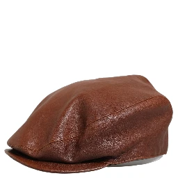 Men Brown Lamb Leather Newsboy Cloth Capello Hat