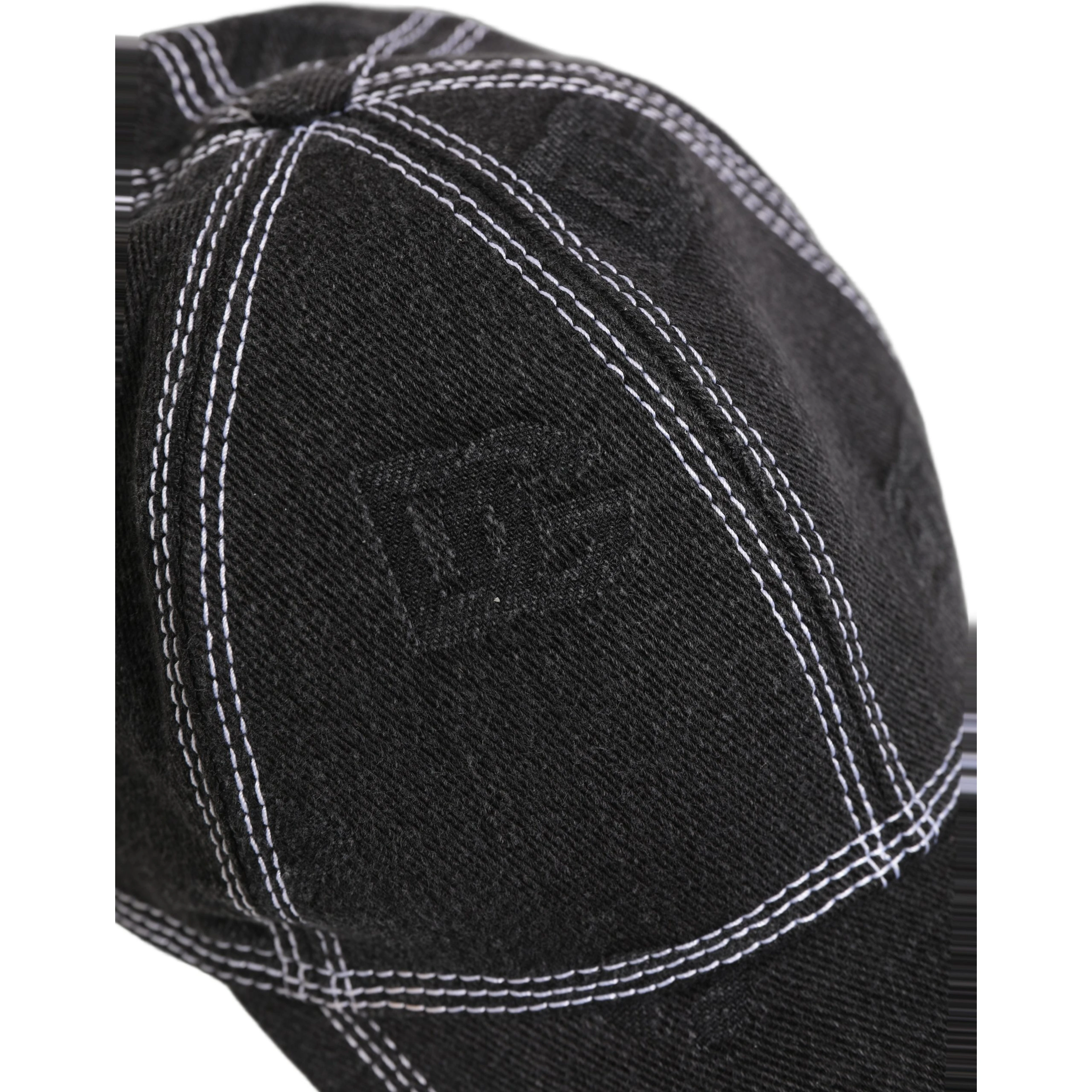 Men Black Cotton 6 Panel Baseball Capello Hat