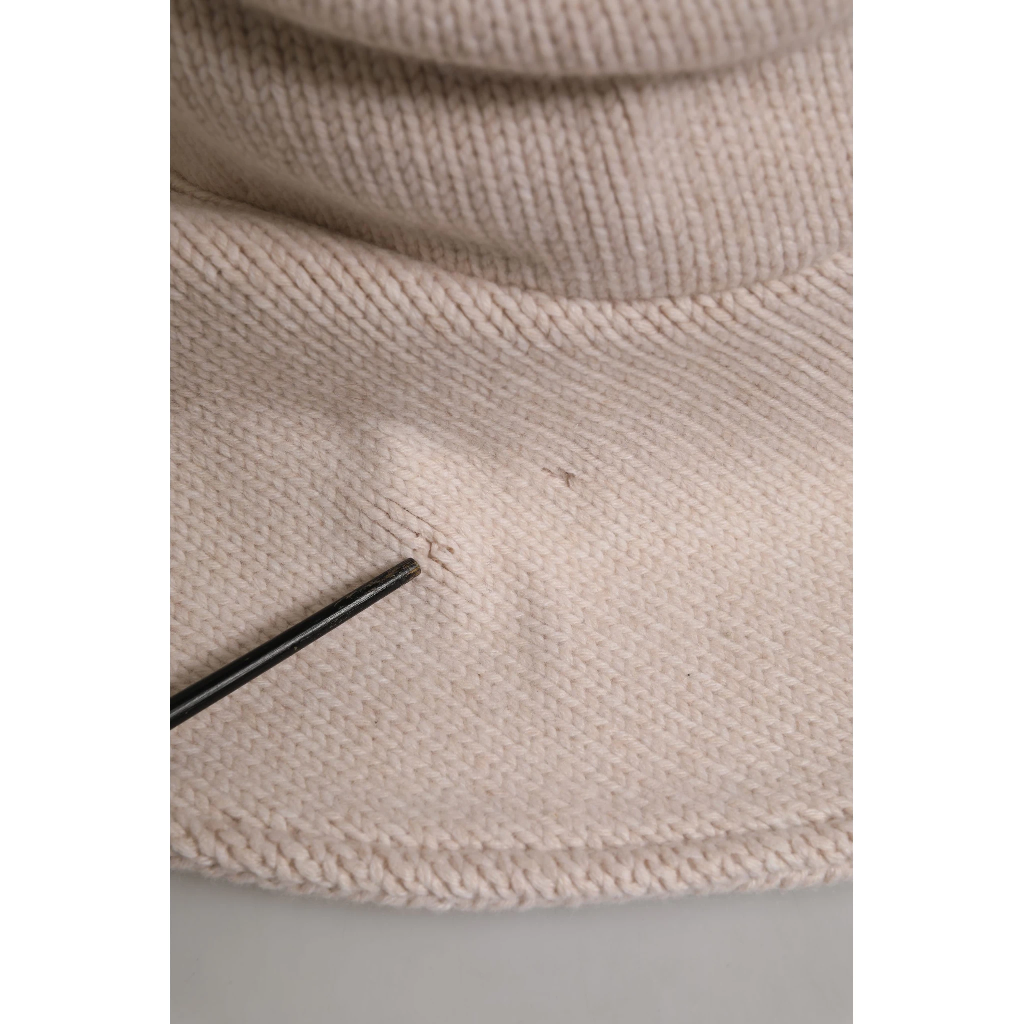 Women Beige Wool Knit Wide Brim Bucket Capello Hat