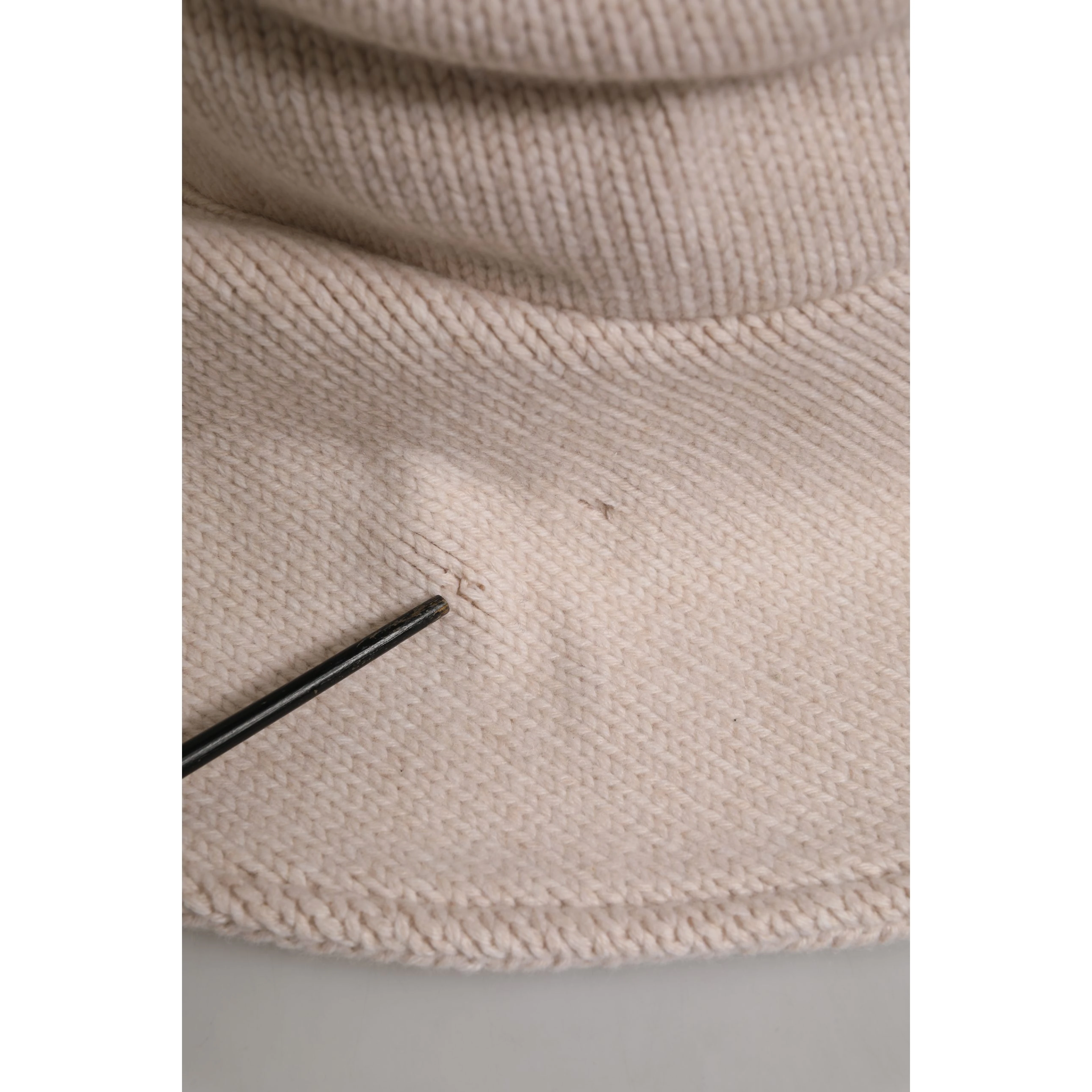 Women Beige Wool Knit Wide Brim Bucket Capello Hat