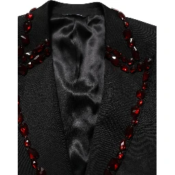 Black Crystal Embellished Coat Blazer Jacket
