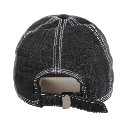 Men Black Cotton 6 Panel Baseball Capello Hat