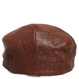 Men Brown Lamb Leather Newsboy Cloth Capello Hat