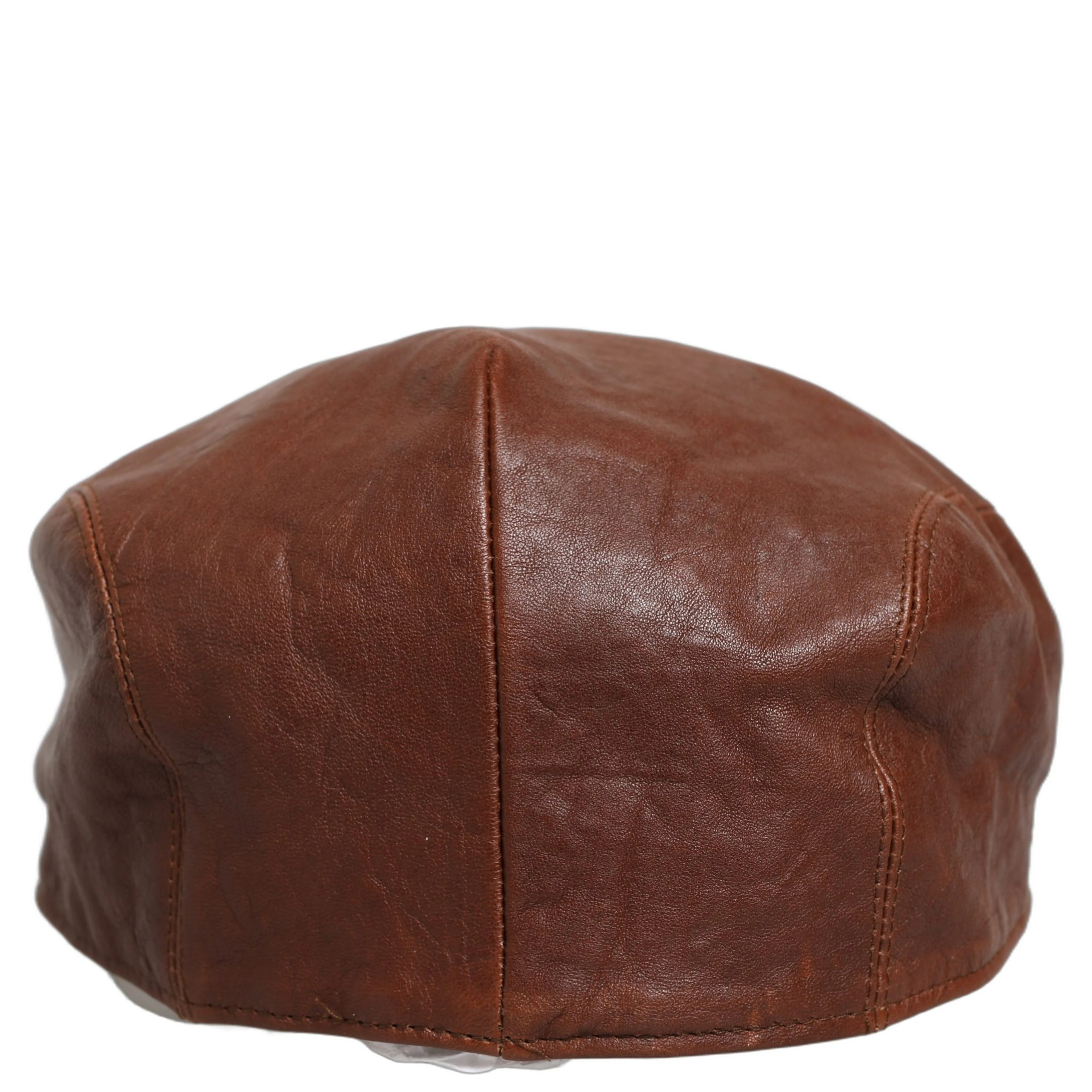 Men Brown Lamb Leather Newsboy Cloth Capello Hat