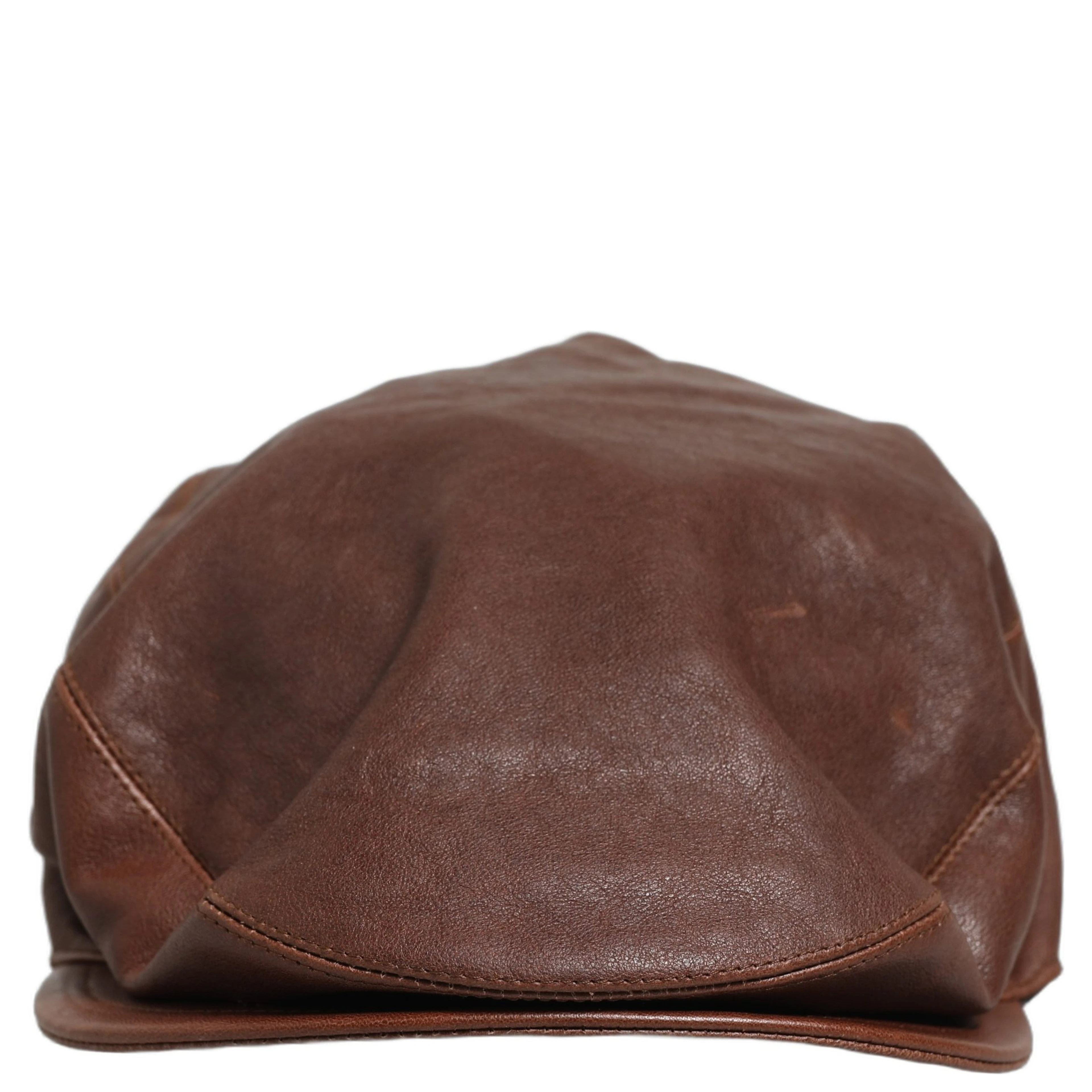 Men Brown Lamb Leather Newsboy Cloth Capello Hat