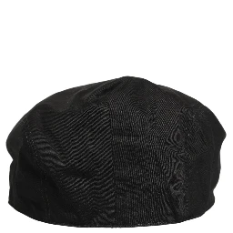 Men Black Cotton Stretch Newsboy Cloth Capello Hat