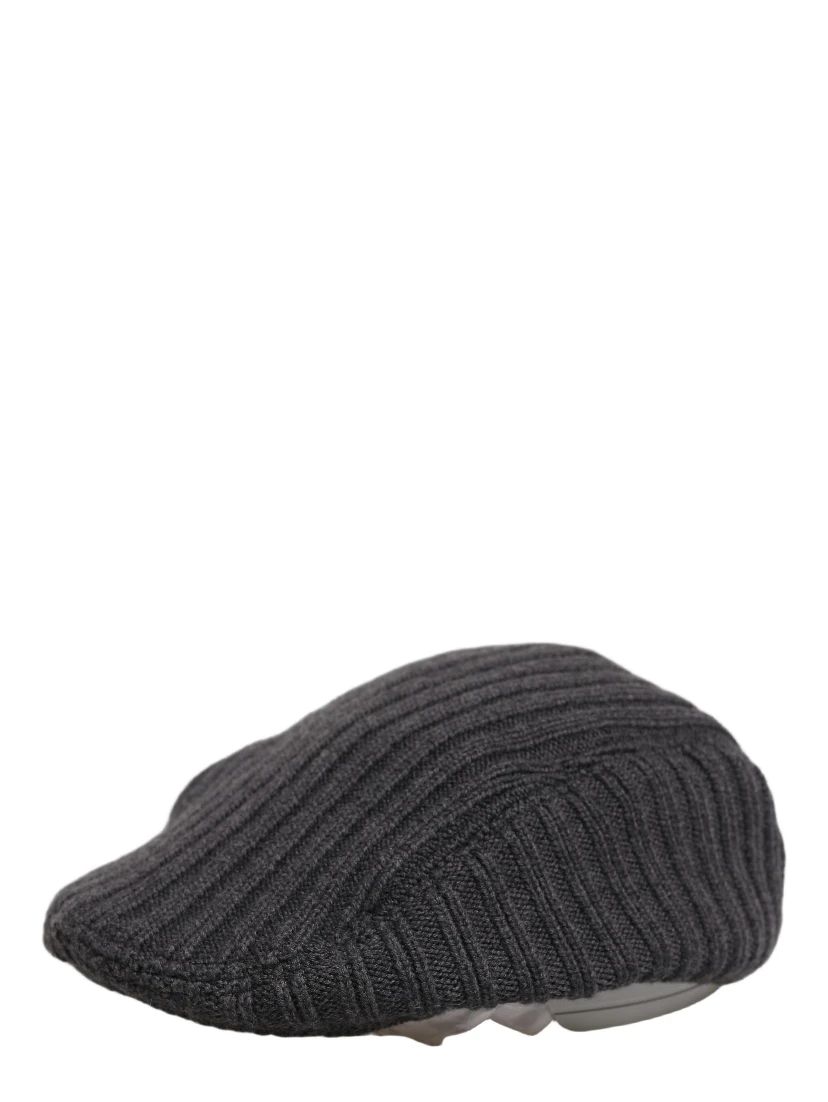 Men Dark Gray Wool Knitted Newsboy Capello Hat