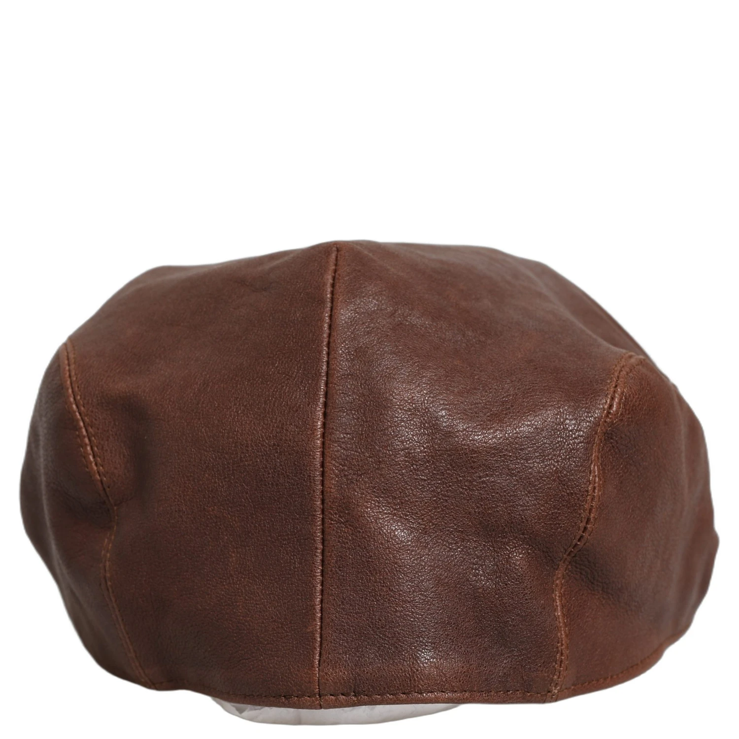 Men Brown Lamb Leather Newsboy Cloth Capello Hat
