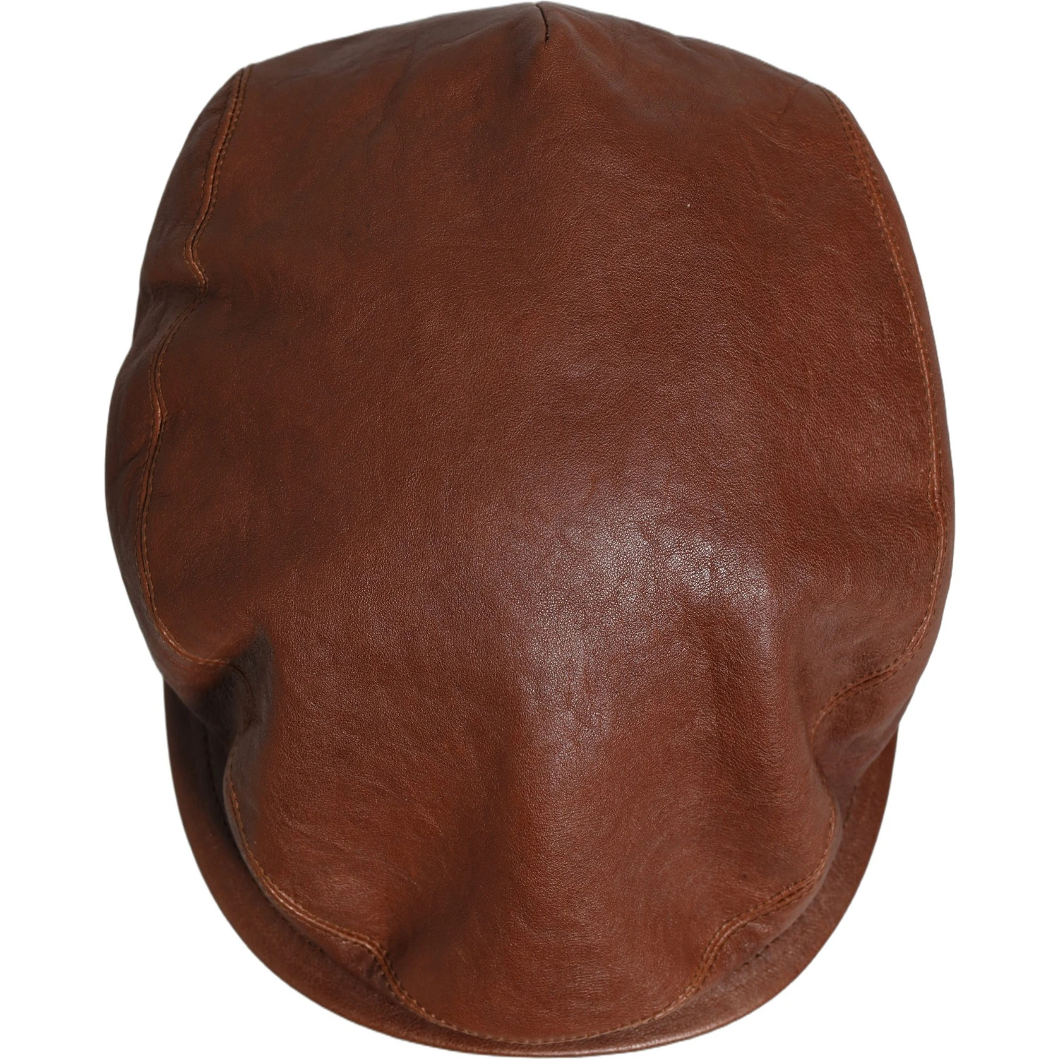 Men Brown Lamb Leather Newsboy Cloth Capello Hat