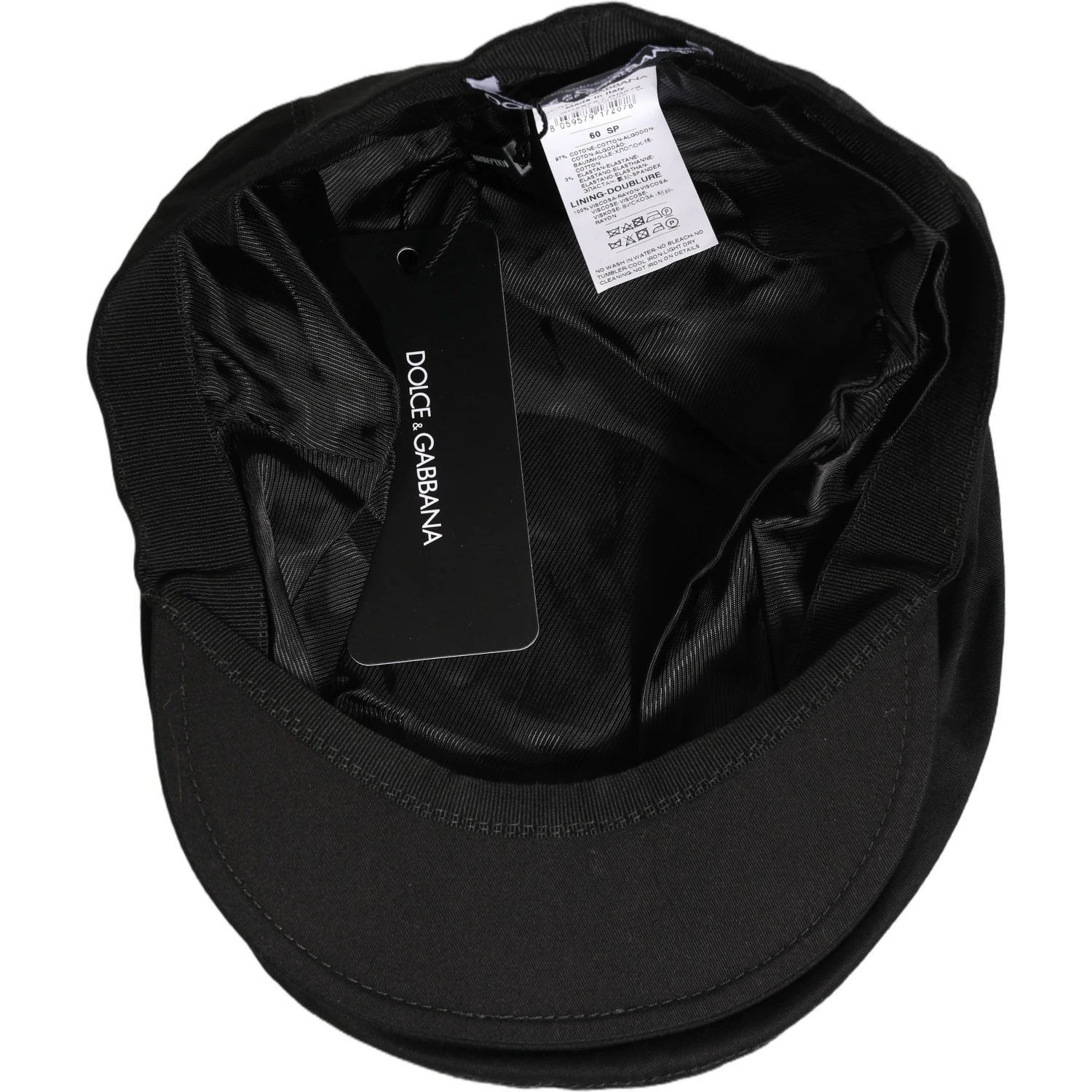 Men Black Cotton Stretch Newsboy Cloth Capello Hat