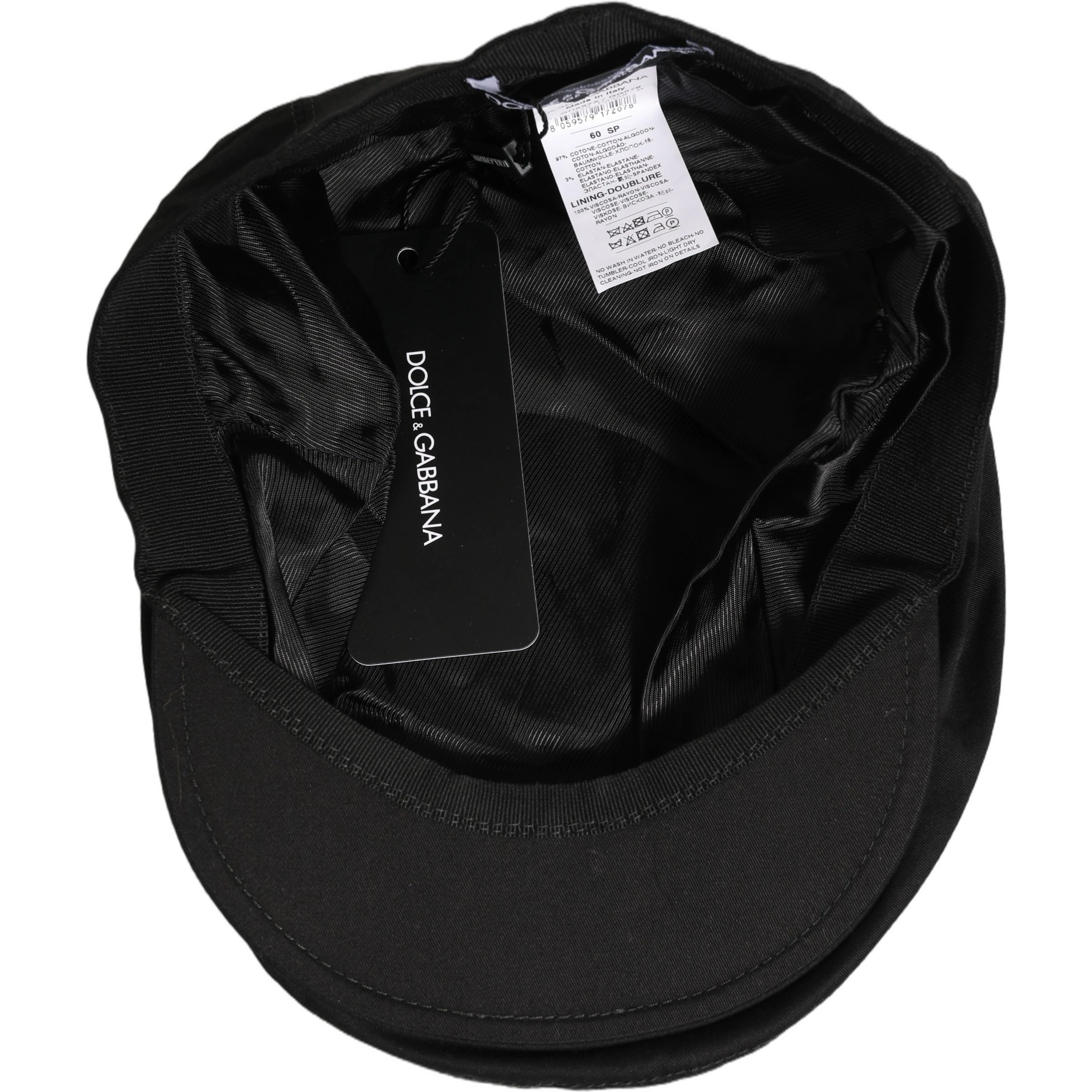 Men Black Cotton Stretch Newsboy Cloth Capello Hat