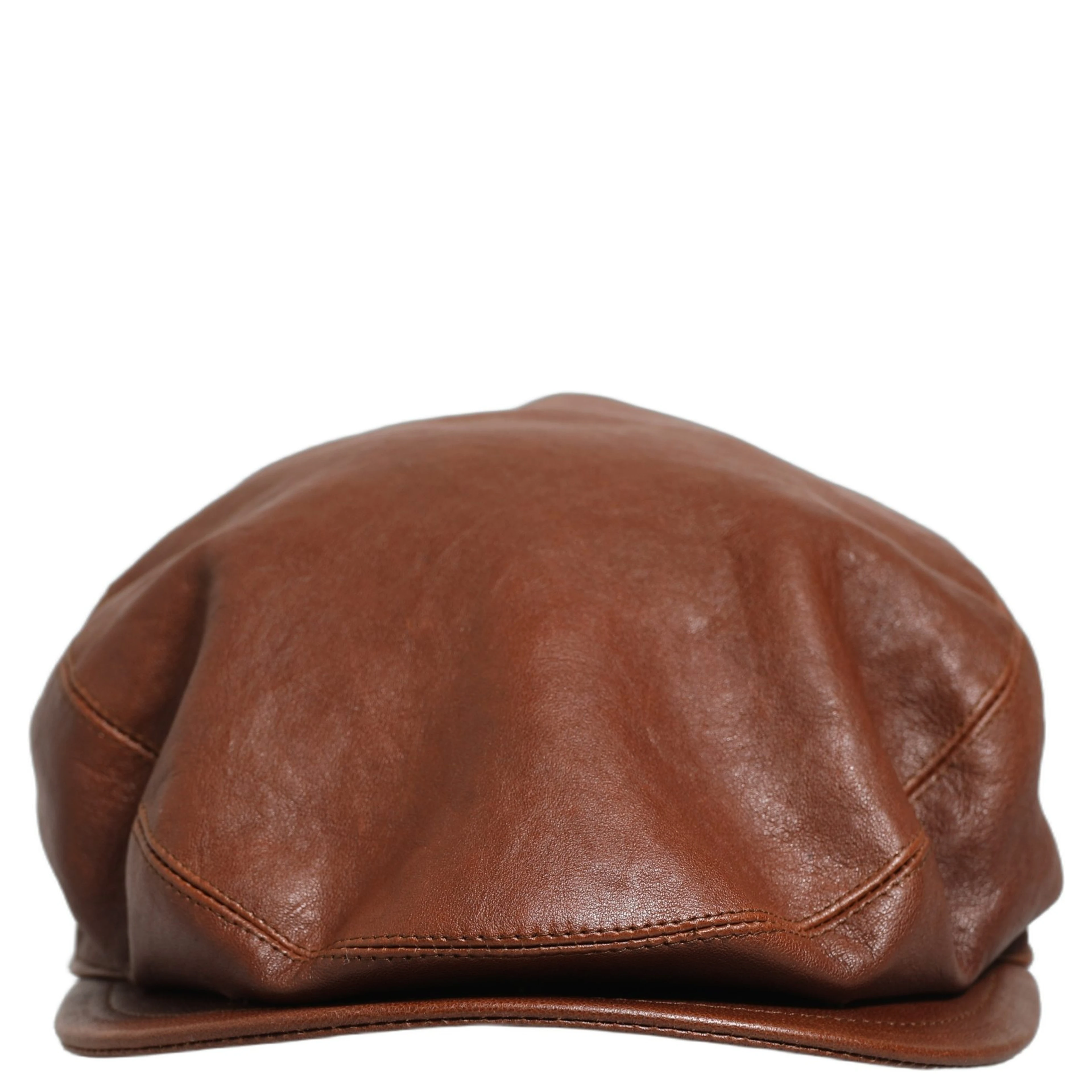 Men Brown Lamb Leather Newsboy Cloth Capello Hat
