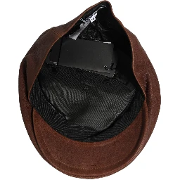 Men Brown Lamb Leather Newsboy Cloth Capello Hat