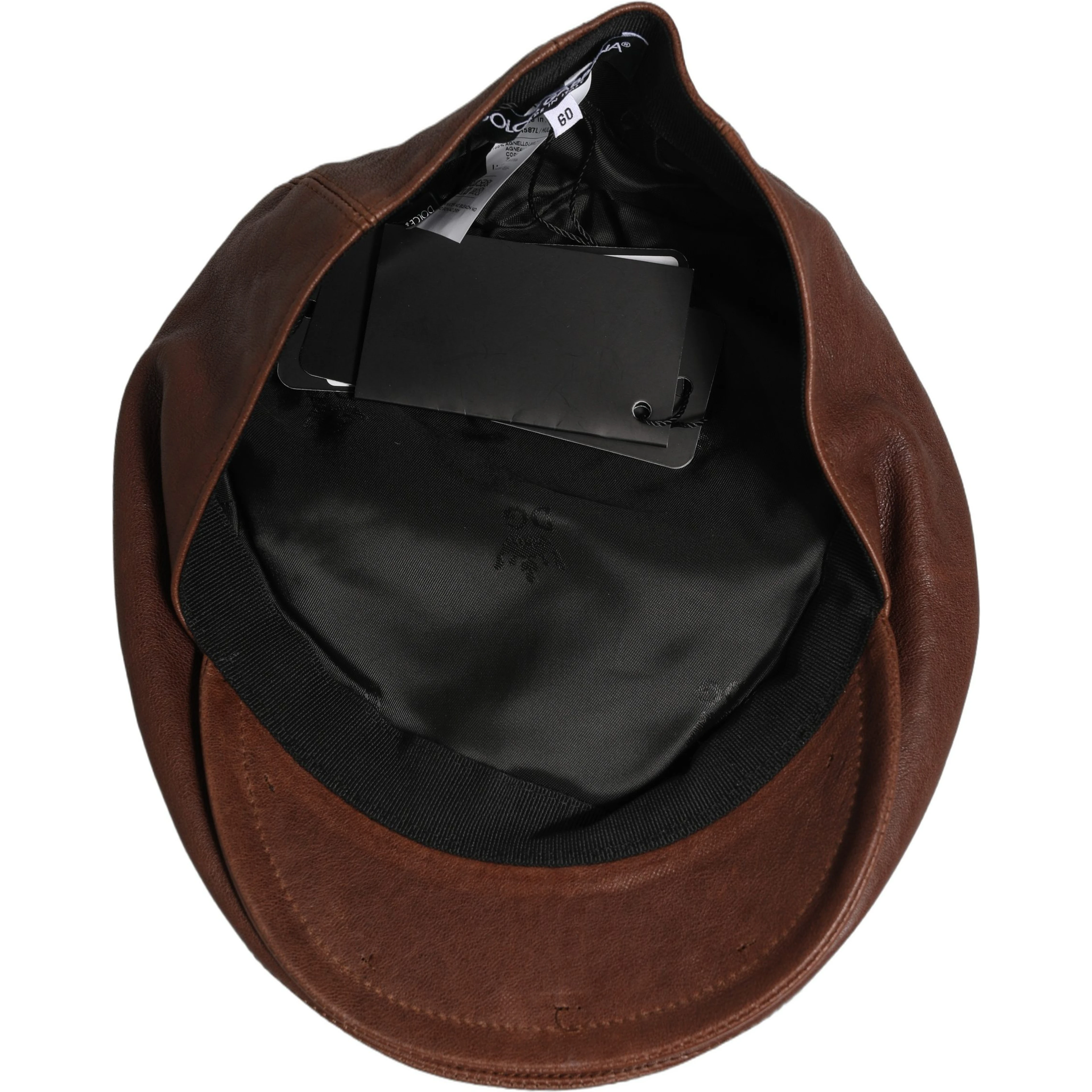 Men Brown Lamb Leather Newsboy Cloth Capello Hat