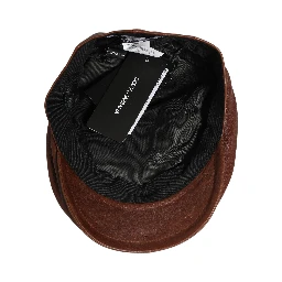 Men Brown Lamb Leather Newsboy Cloth Capello Hat
