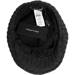Men Dark Gray Wool Knitted Newsboy Capello Hat