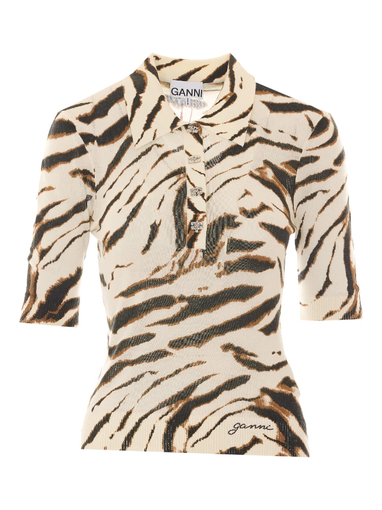 GANNI T-shirts and Polos Beige