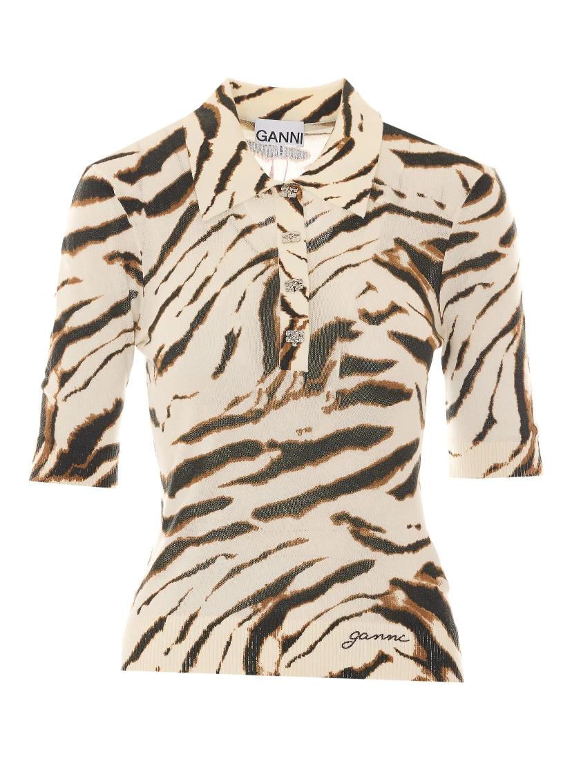 GANNI T-shirts and Polos Beige