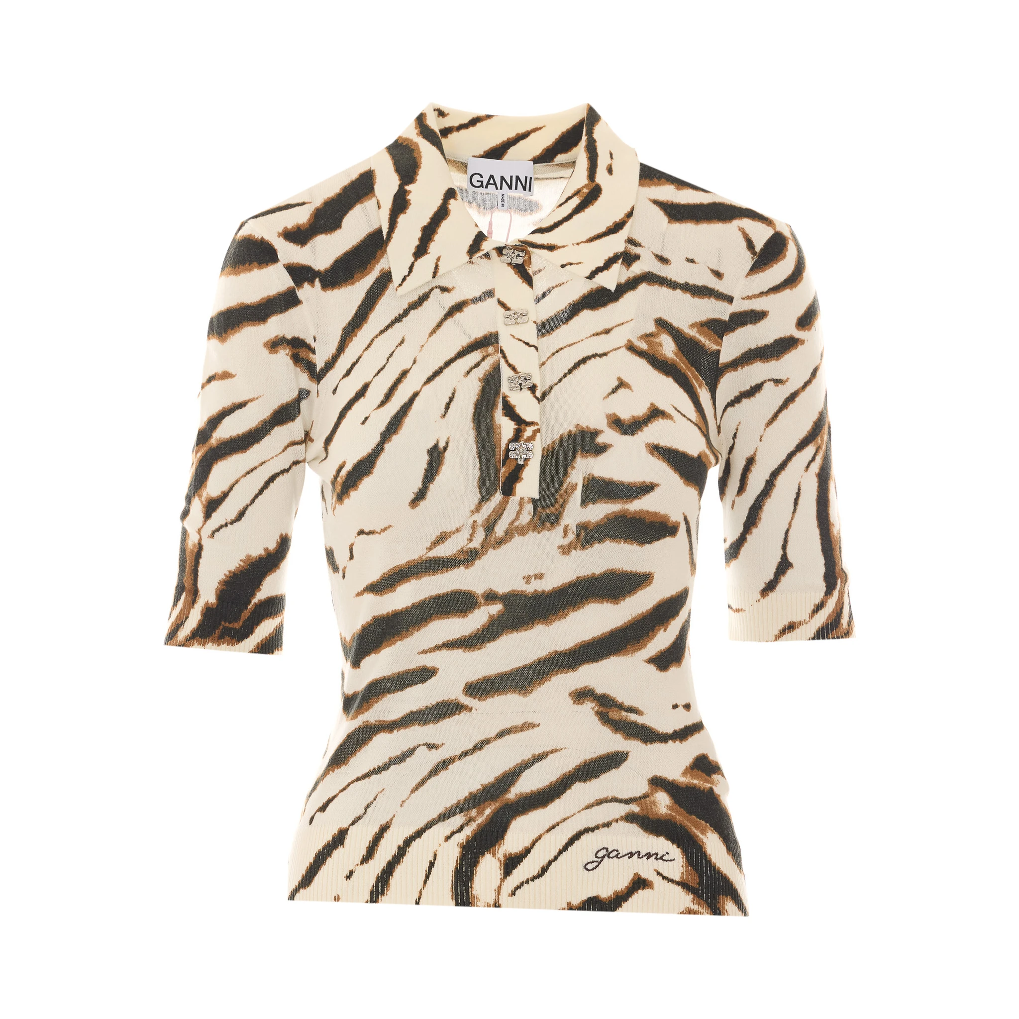 GANNI T-shirts and Polos Beige