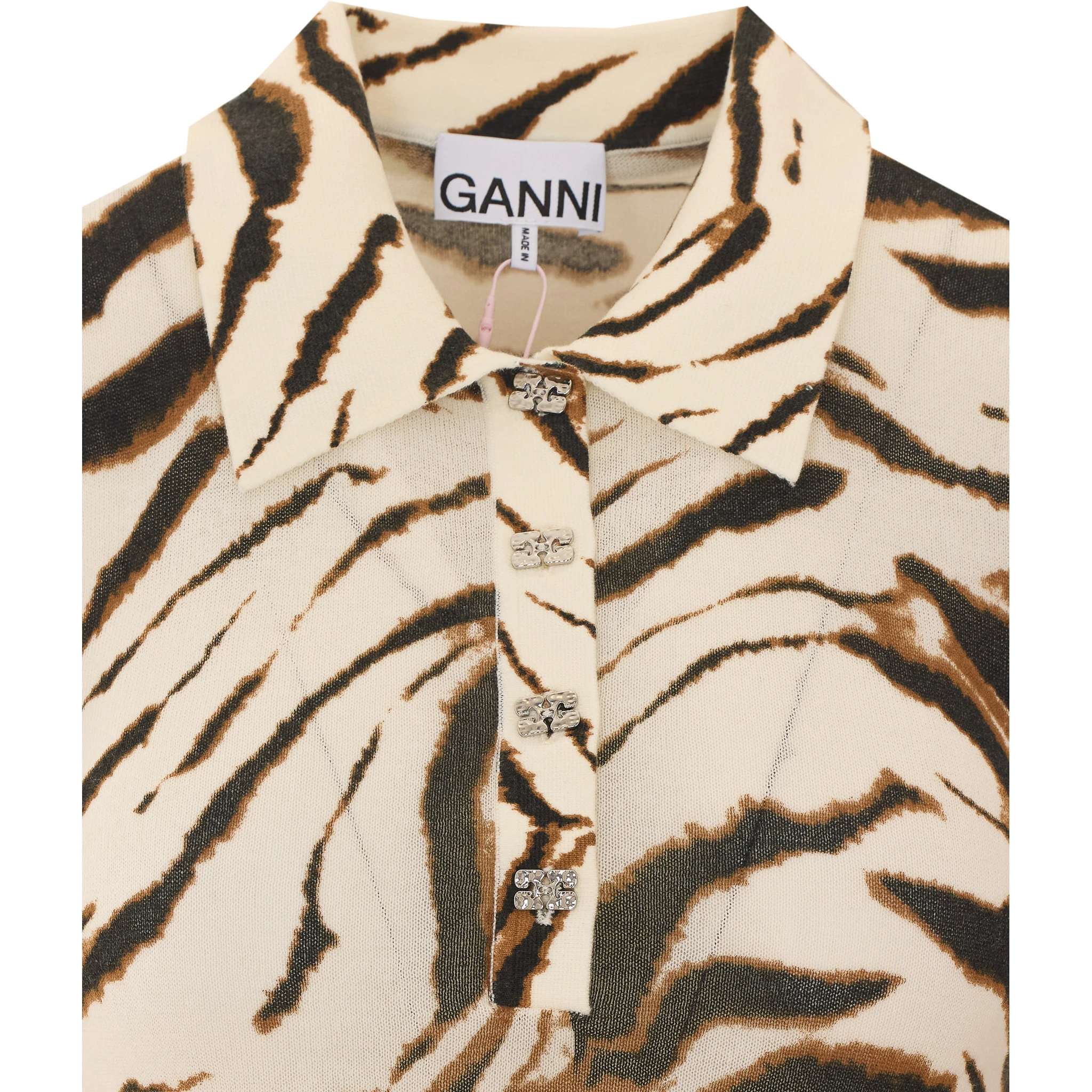 GANNI T-shirts and Polos Beige