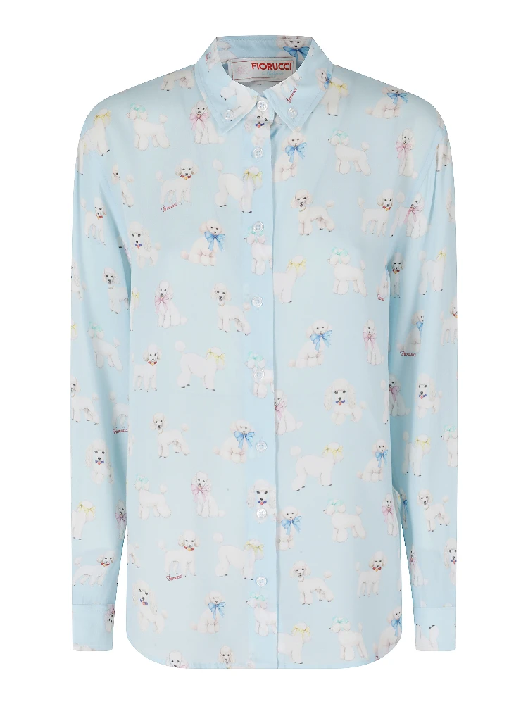 POODLE PRINT CREPE DE CHINE SHIRT
